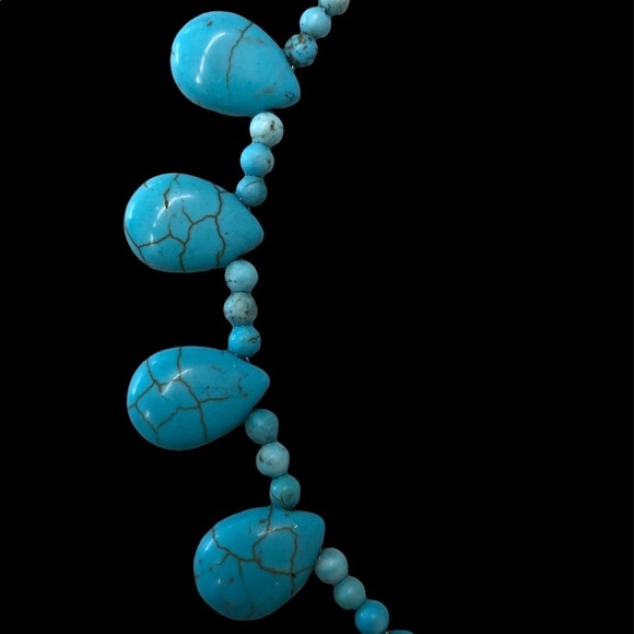 Turquoise Necklace with Silver Clasp 15” long and 5” across - Picture 2 of 2